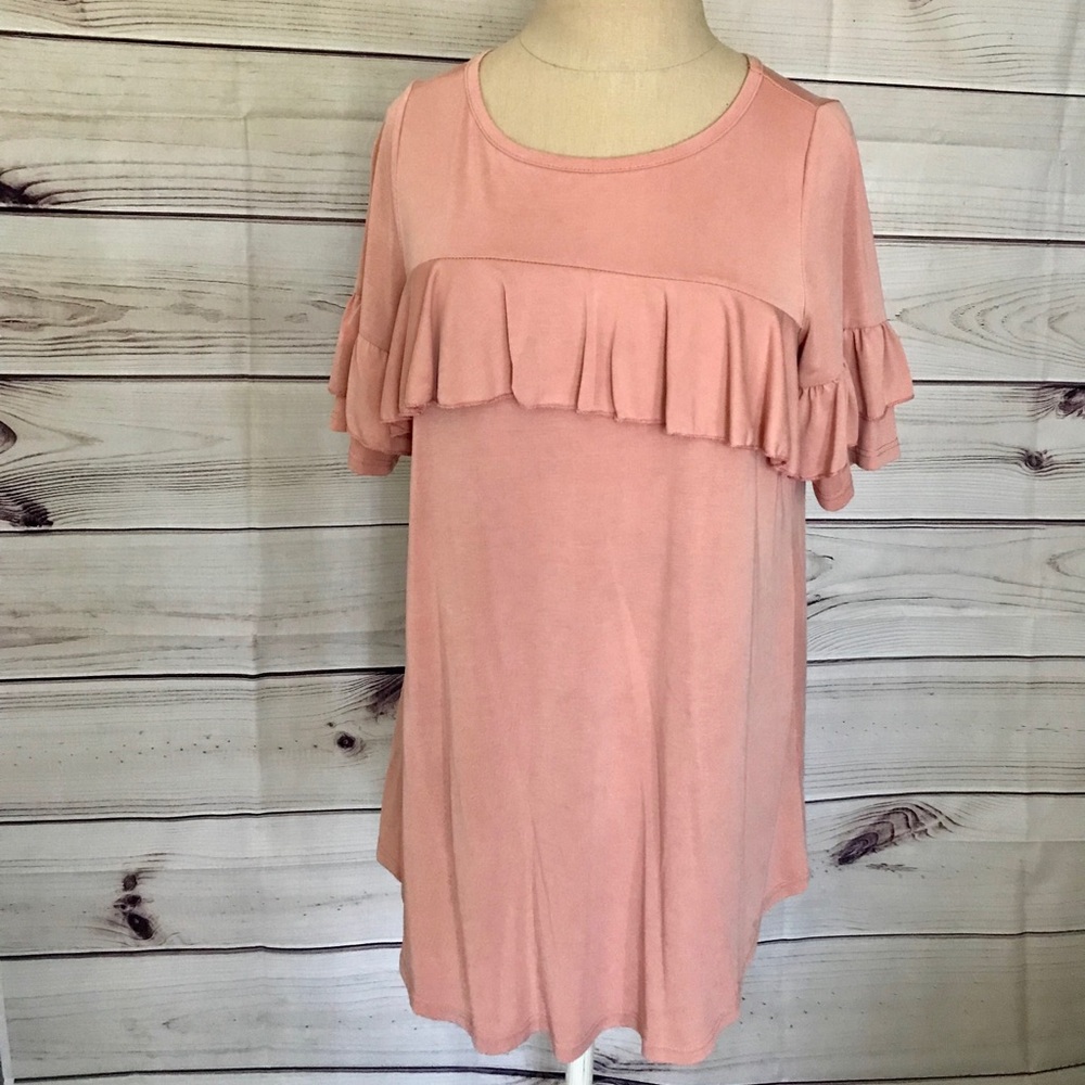 Anthropologie Ella Mara | blush pink ruffle top